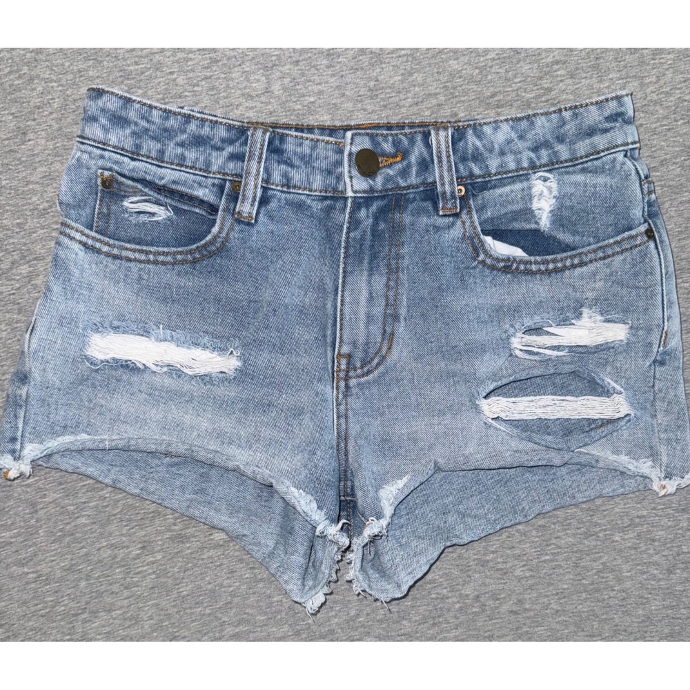 Billabong Womens Denim Shorts 26 Light Wash Distressed Cut Off Beach Boho Summer